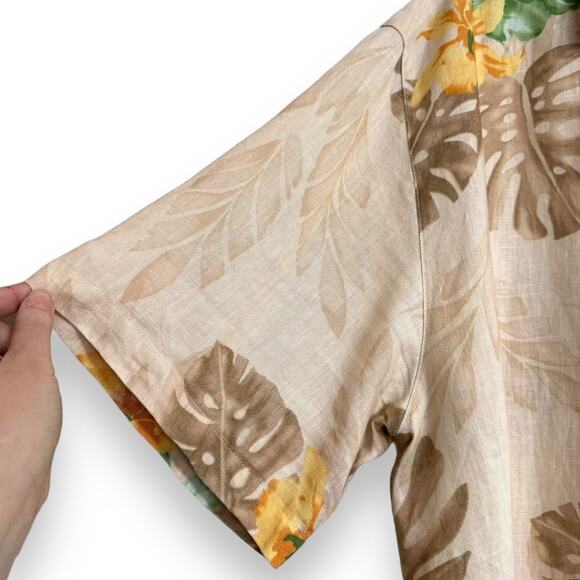 Caribbean Joe 100% Linen Hawaiian Print Short Sleeve Button Up Men's XXL - Picture 6 of 8
